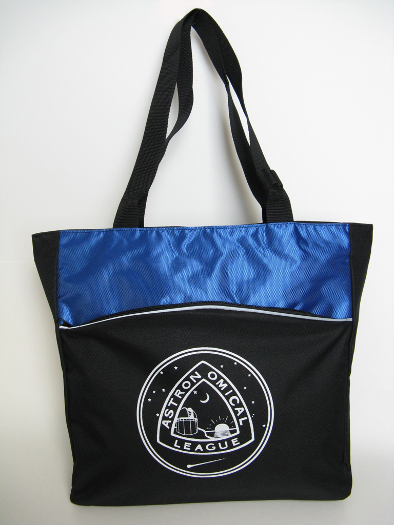 AL Nylon Tote - zippered, Black with royal accents